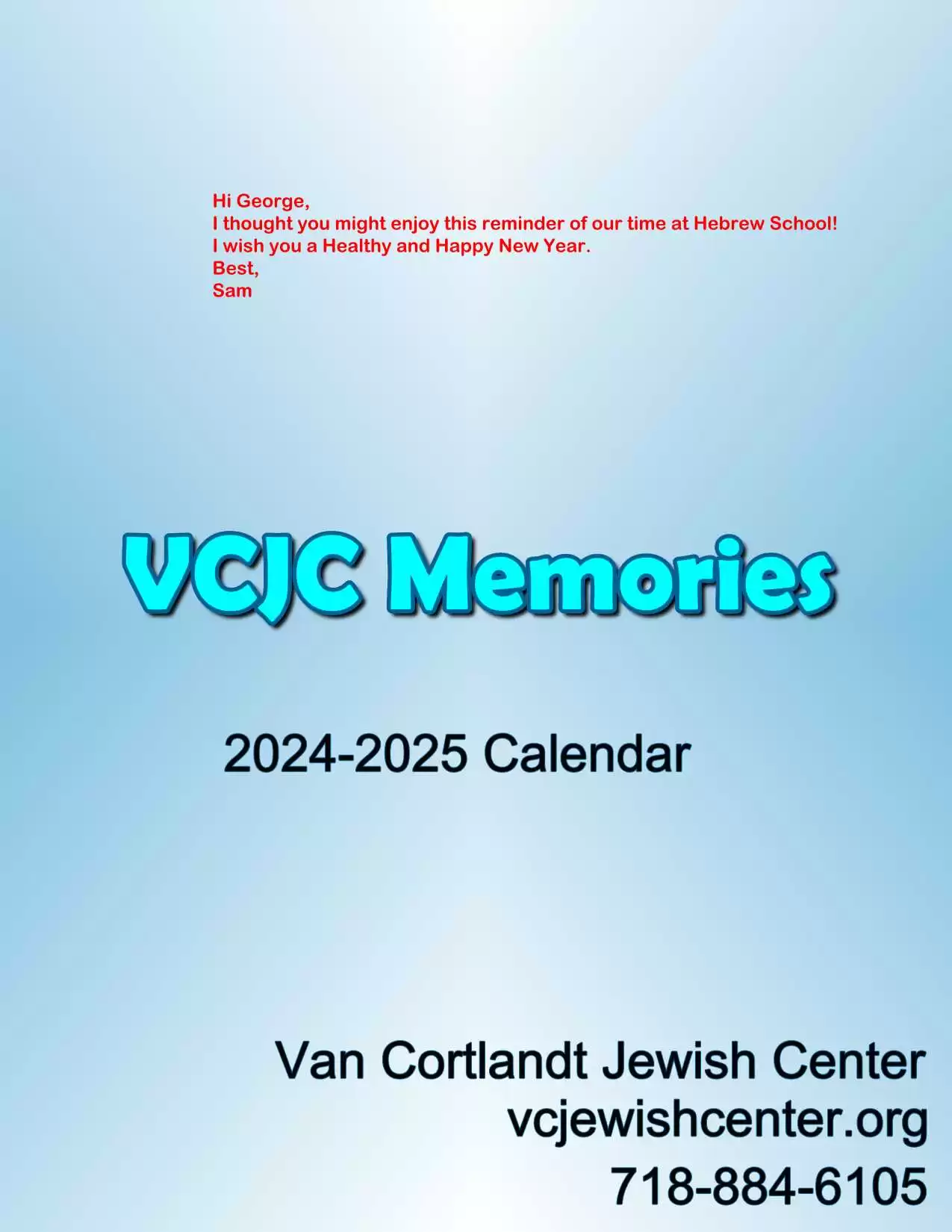 VCJC Memories 2024-25 Calendar